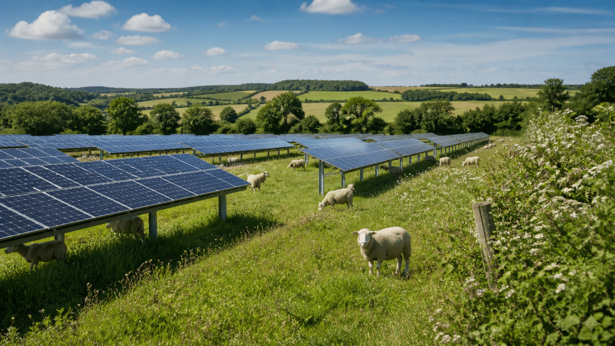 Parc photovoltaïque au sol compatible avec une activité pastorale