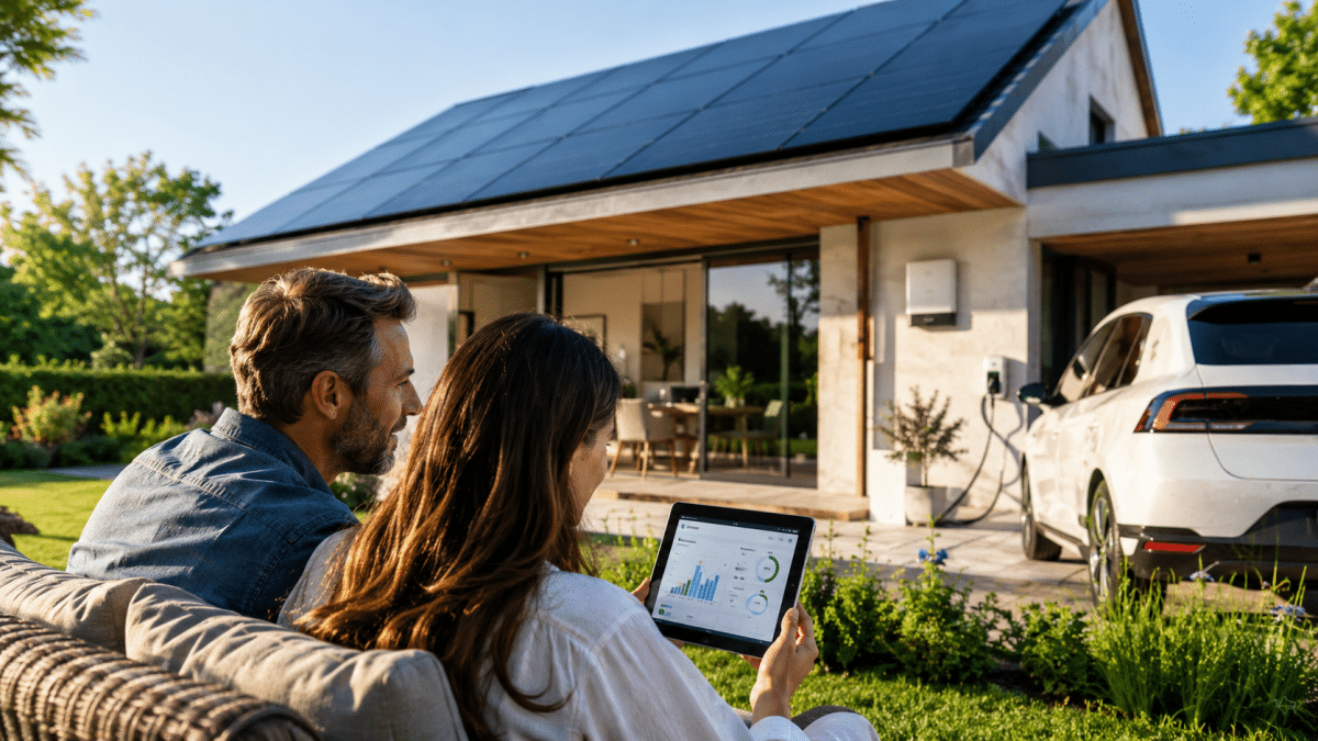 Maison équipée de panneaux photovoltaïques pour produire et consommer sa propre électricité grâce à l’autoconsommation solaire