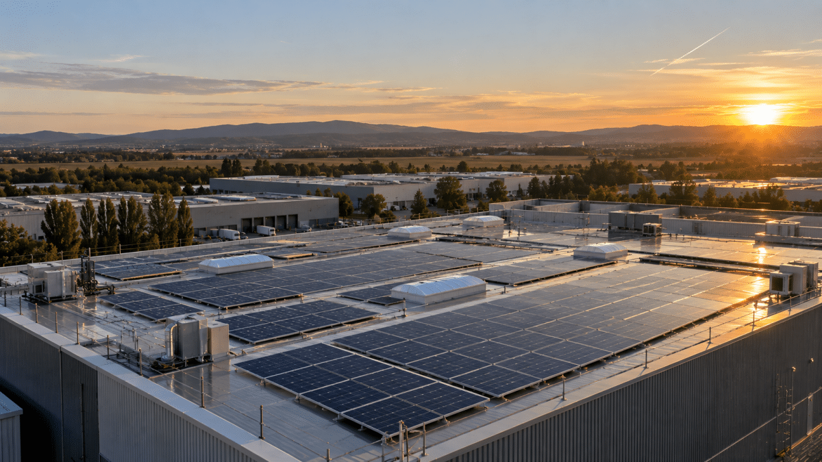Obligation photovoltaïque toiture 2026 sur un bâtiment industriel